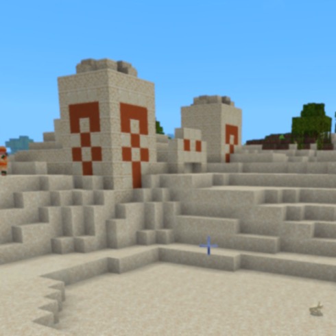 a screenshot of Minecraft, a Desert Temple is spotted.