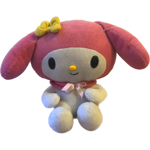 My Melody, a little rabbit with a pink hat and a yellow bow