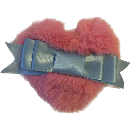 Soft Heart, it's a plush pink heart with a blue ribbon